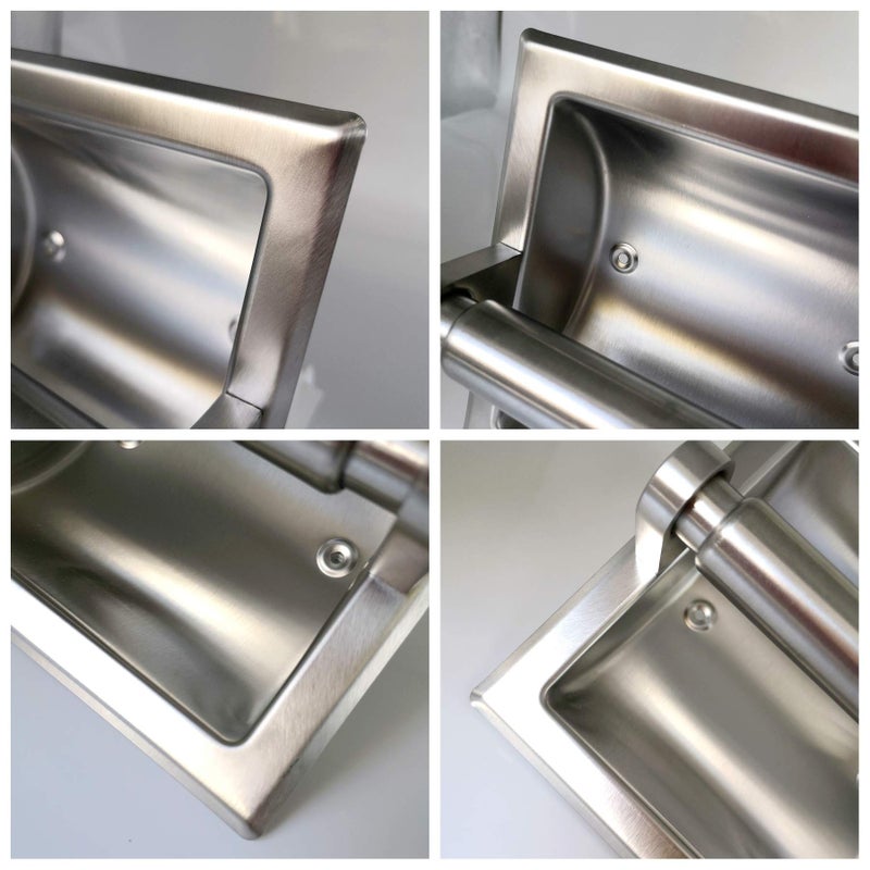 M2cbridge حامل ورق الحمام بتصميم فندقي من الفولاذ المقاوم للصدأ M2cbridge 18/8 مع تشطيب نيكل مصقول ومثبت خلفي للجدران الخشبية/الأسمنتية - Image 3